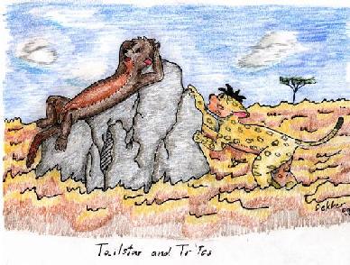 -- Tailstar and Tr'tes by the rock. By Tarka.--